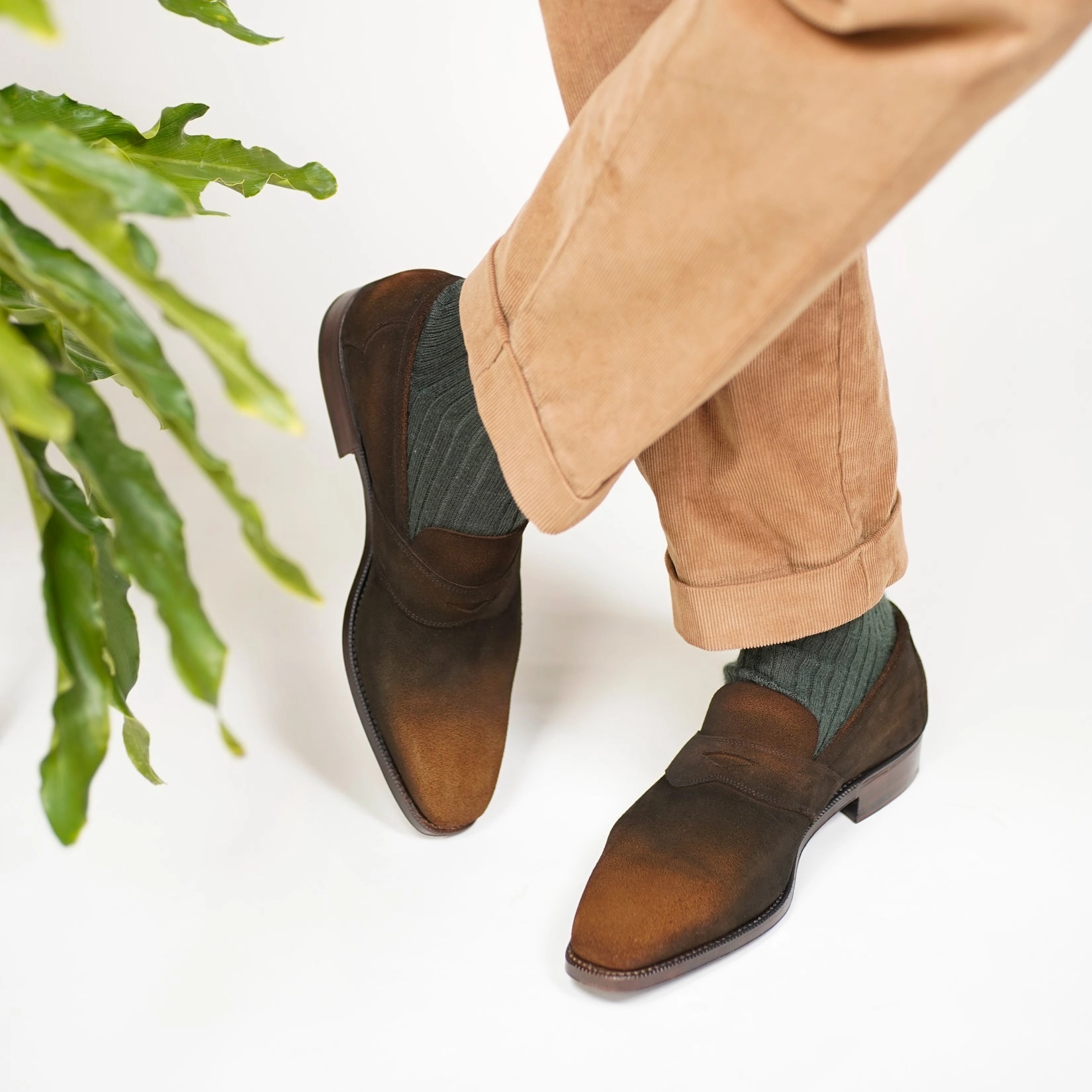 Refined Chill Calm In Motionwear Charlie Unlined Penny Loafer Mto - Burnt Umber Patina