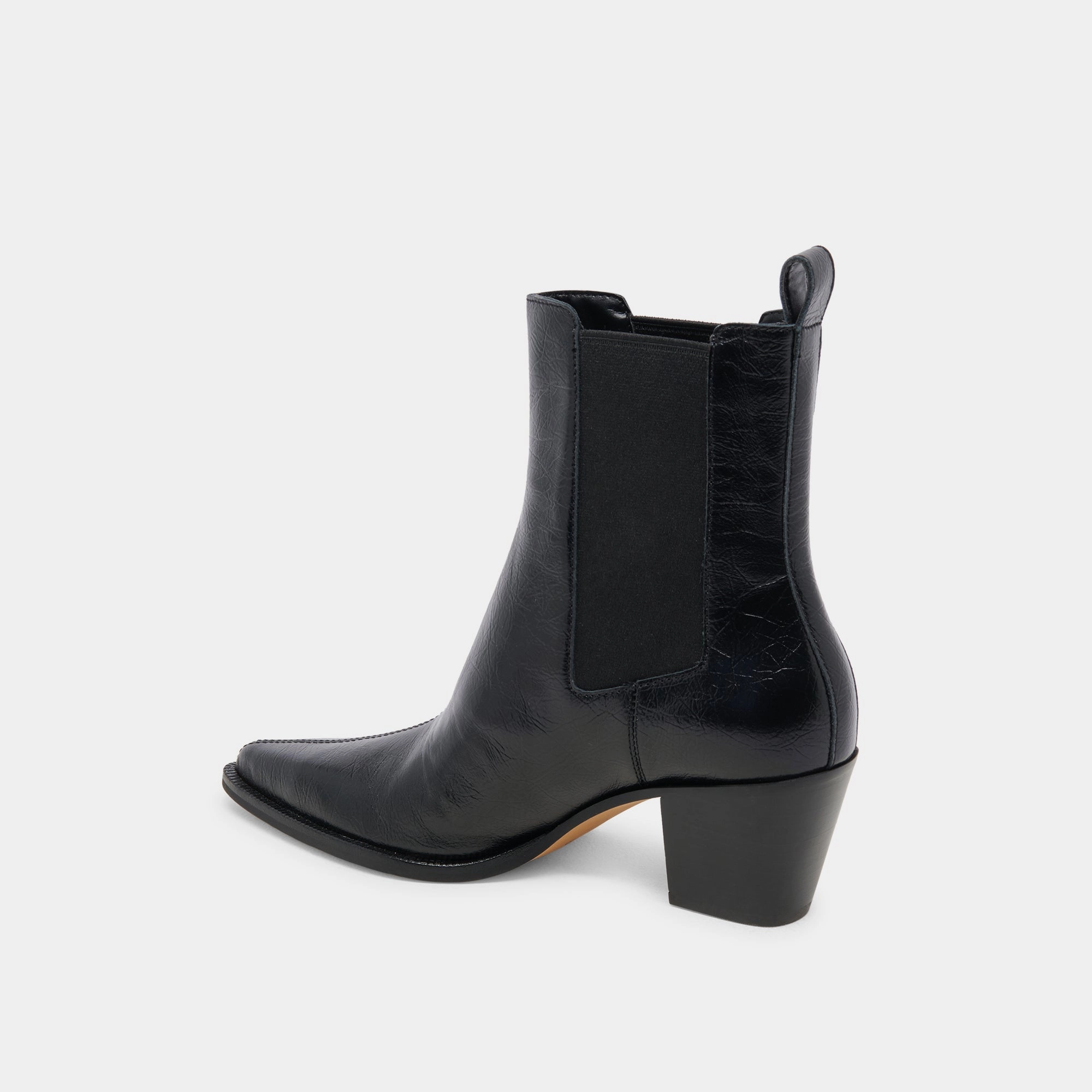 Shadie H2O Booties Midnight Crinkle Patent Core Movement Understated Utility
