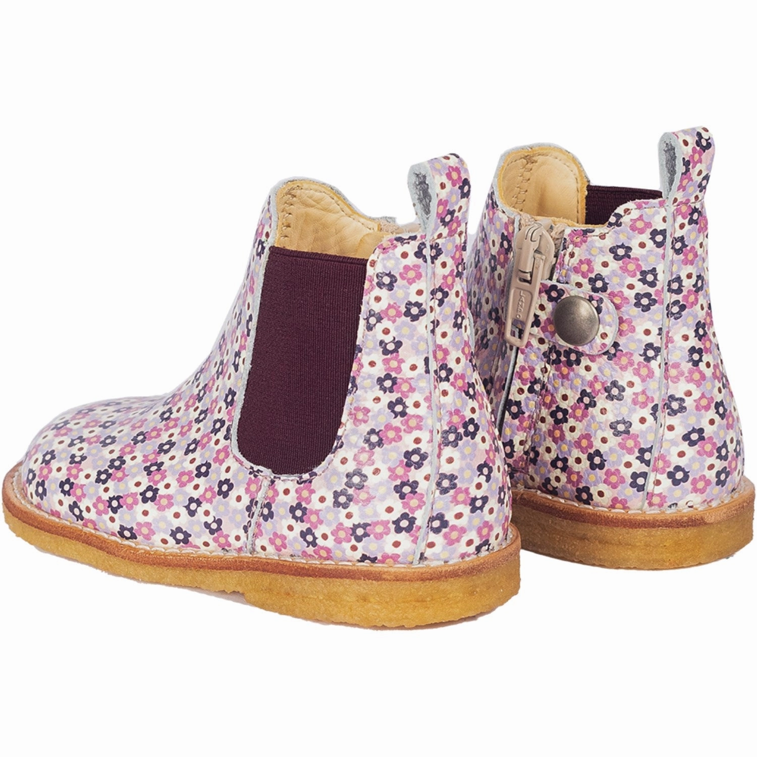 Angulus Heather Flowers/Bordeaux Classic Chelsea Boot With Elastic And Zipper Universal Pieces