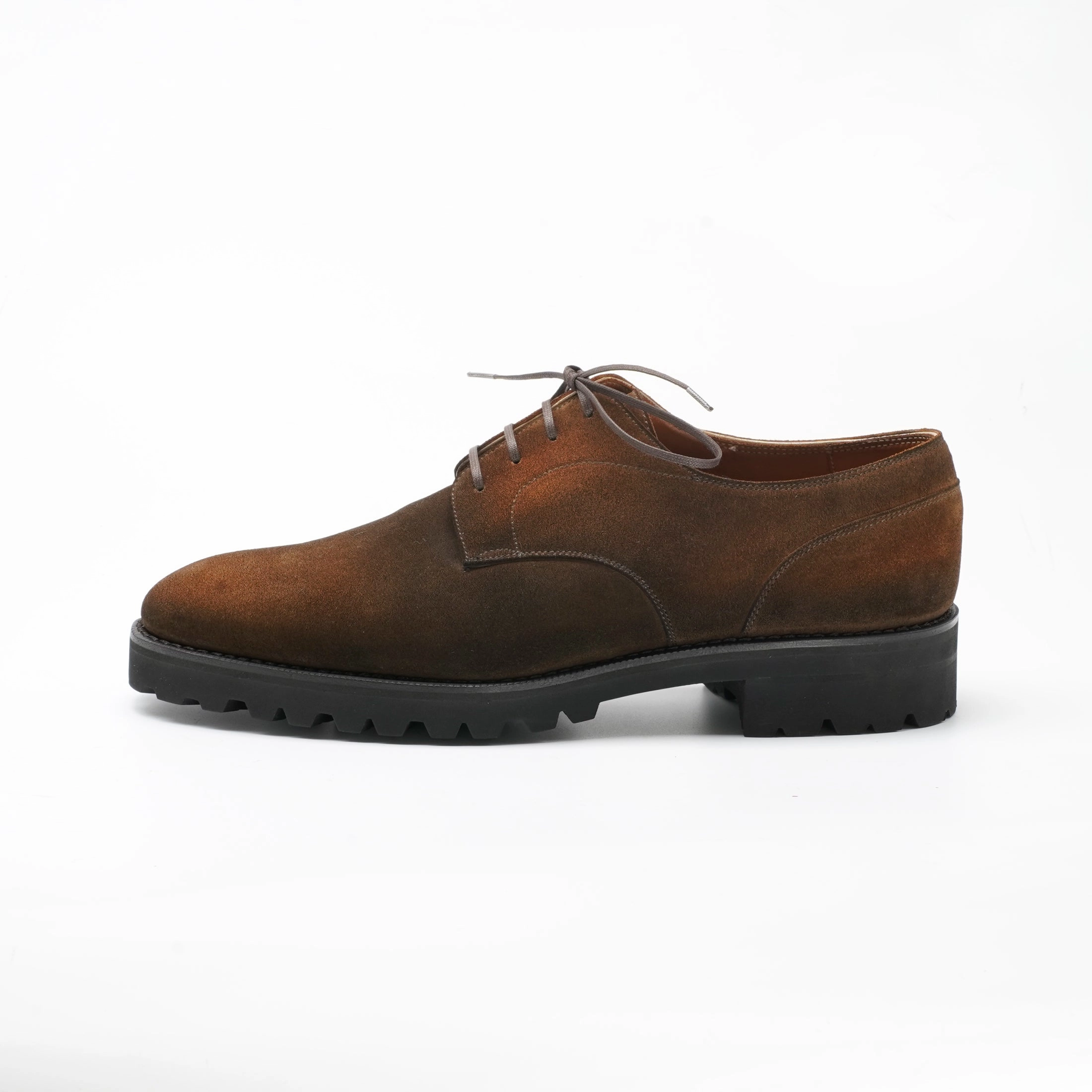 Streamlined Pieces Seamless Lifestyle Derby Simple Shoe Mto - Espresso Patina On Suede