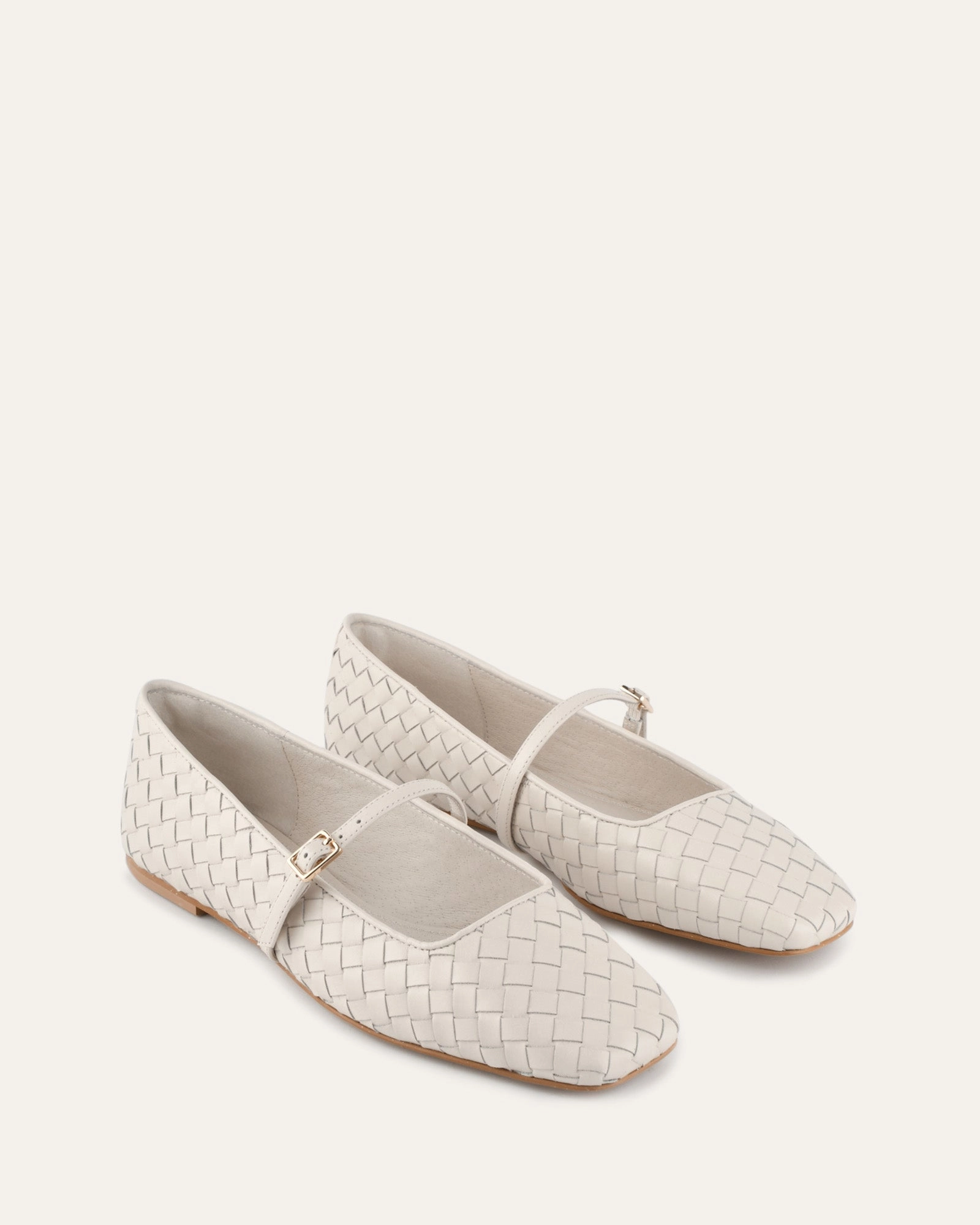 Sailor Ballet Flats Off White Leather Shift-Mode No-Fuss Fit