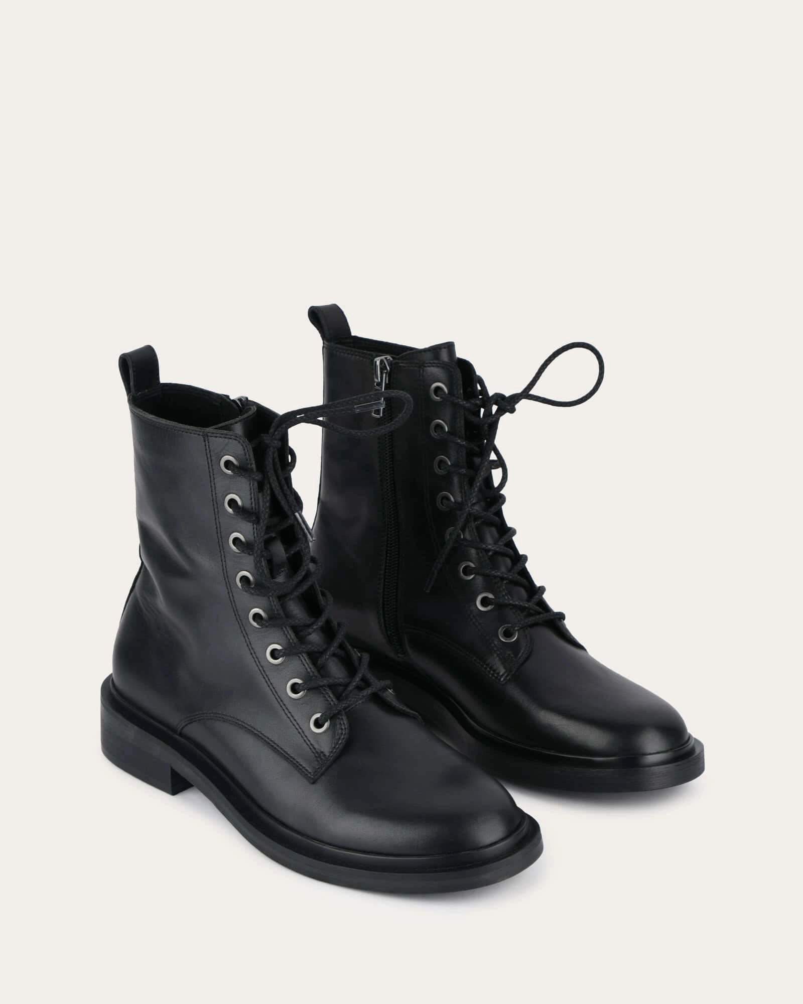 Function First Darwin Flat Ankle Boots Black Leather
