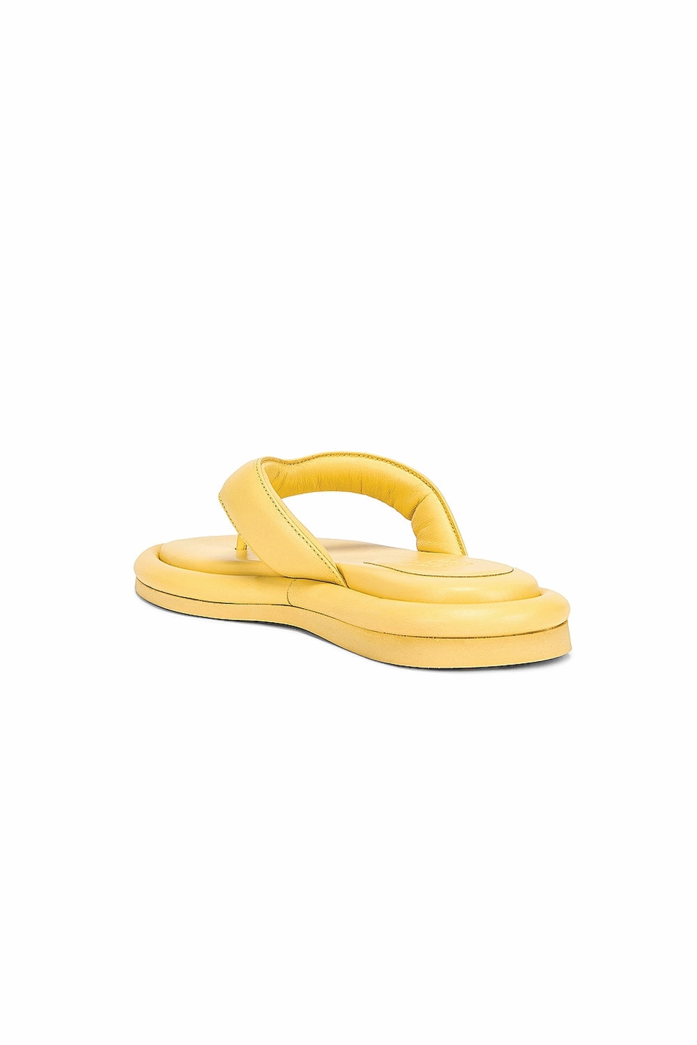 Gia 5 Leather Thong Sandal In Butter Yellow Modern Motion Quiet Boldness