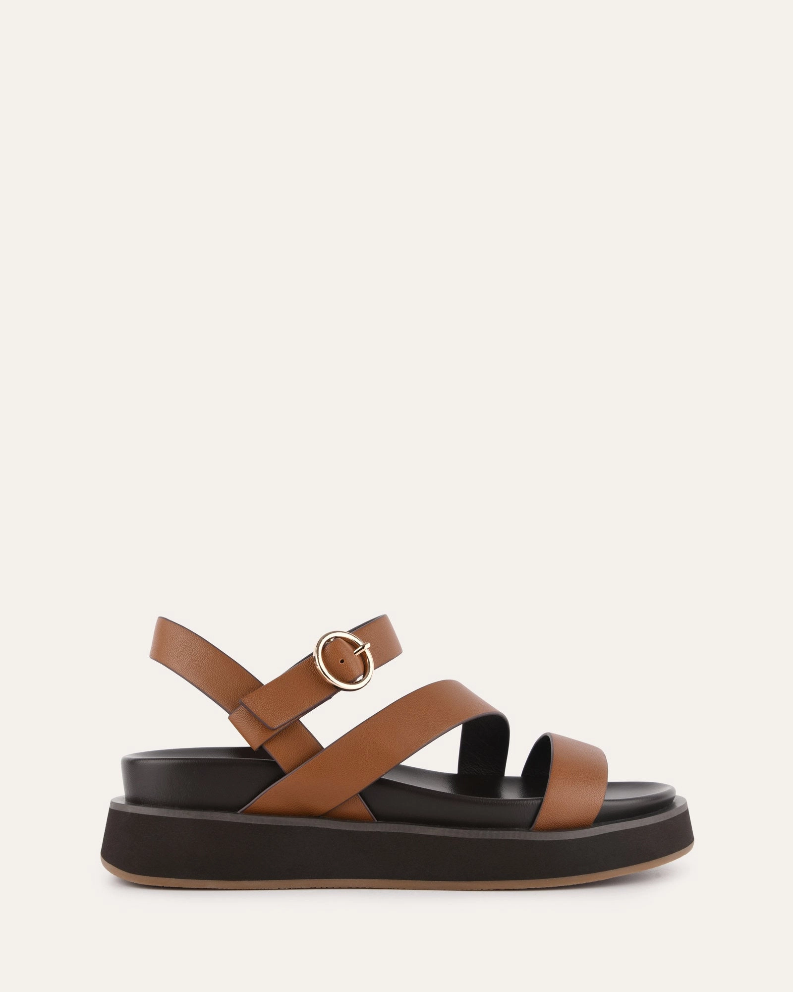 Lifestyle Engineered Daily-Ready Marais Flat Sandals Dark Tan Leather