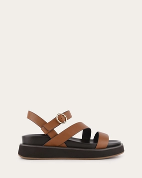 Lifestyle Engineered Daily-Ready Marais Flat Sandals Dark Tan Leather