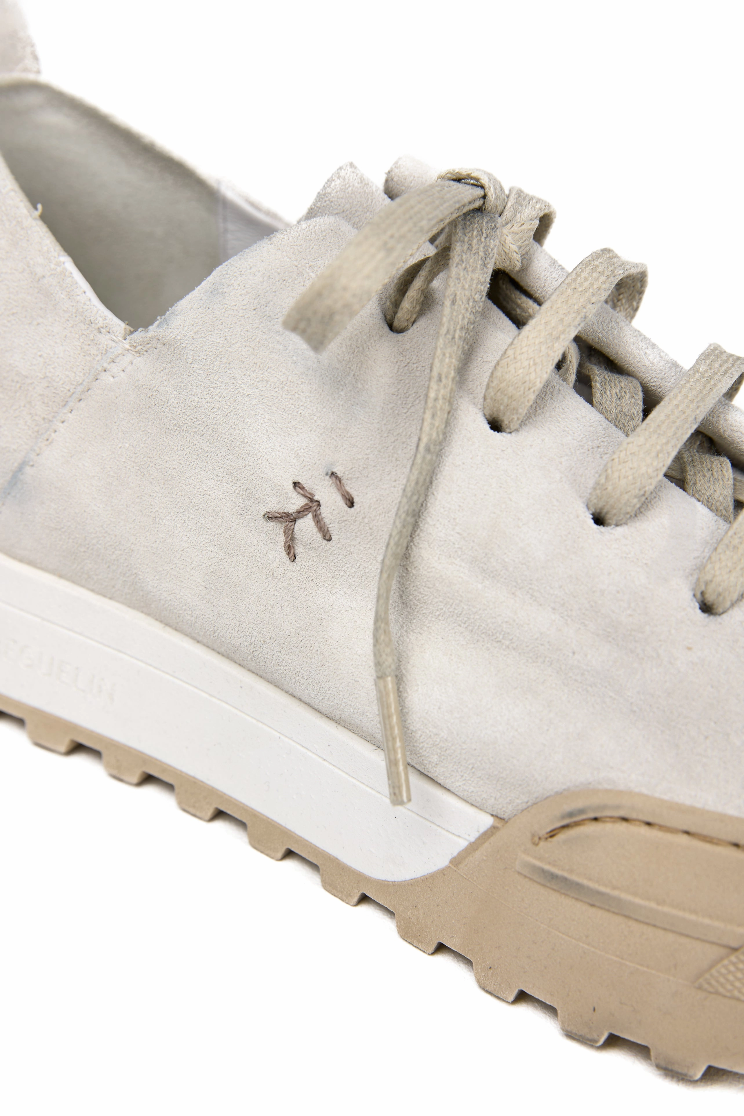 Camoscio Leather Sneaker In Vintage Gesso Living In Style Sleek Routine