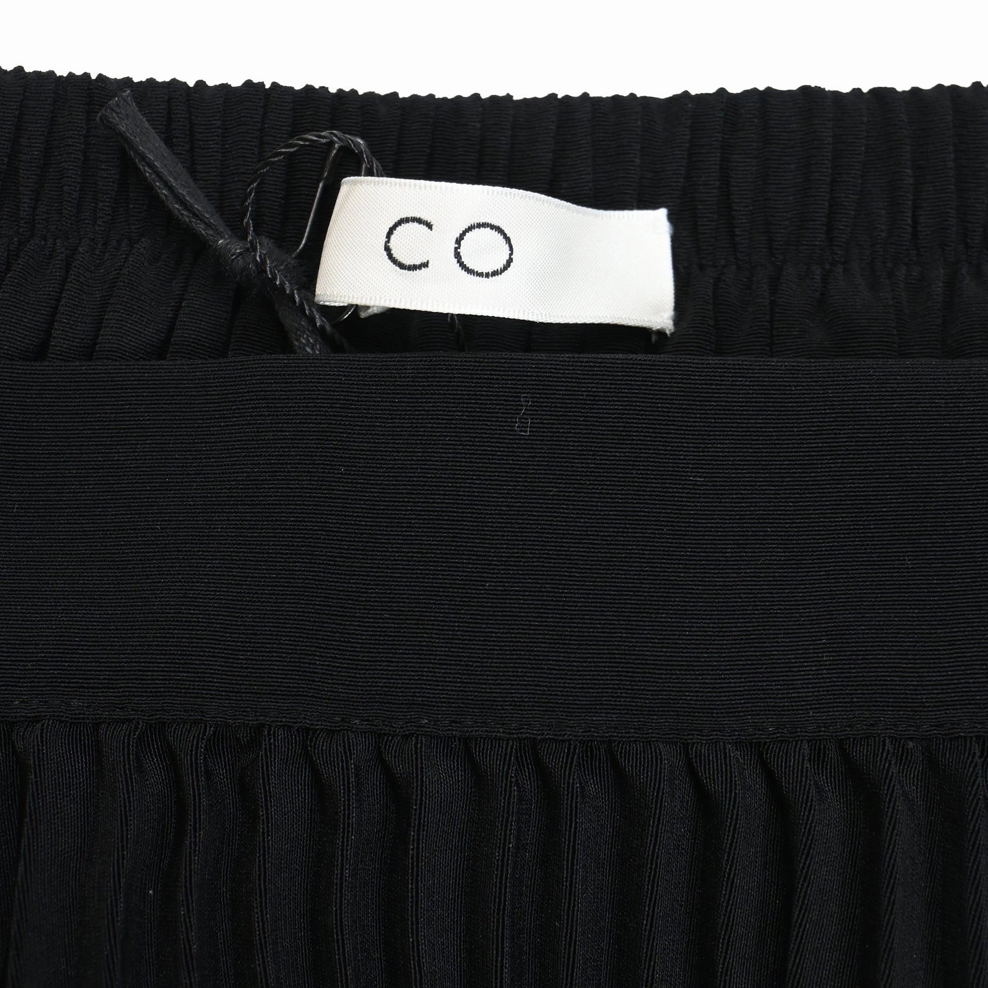 CO Pleated Midi Skirt in Black Polyester