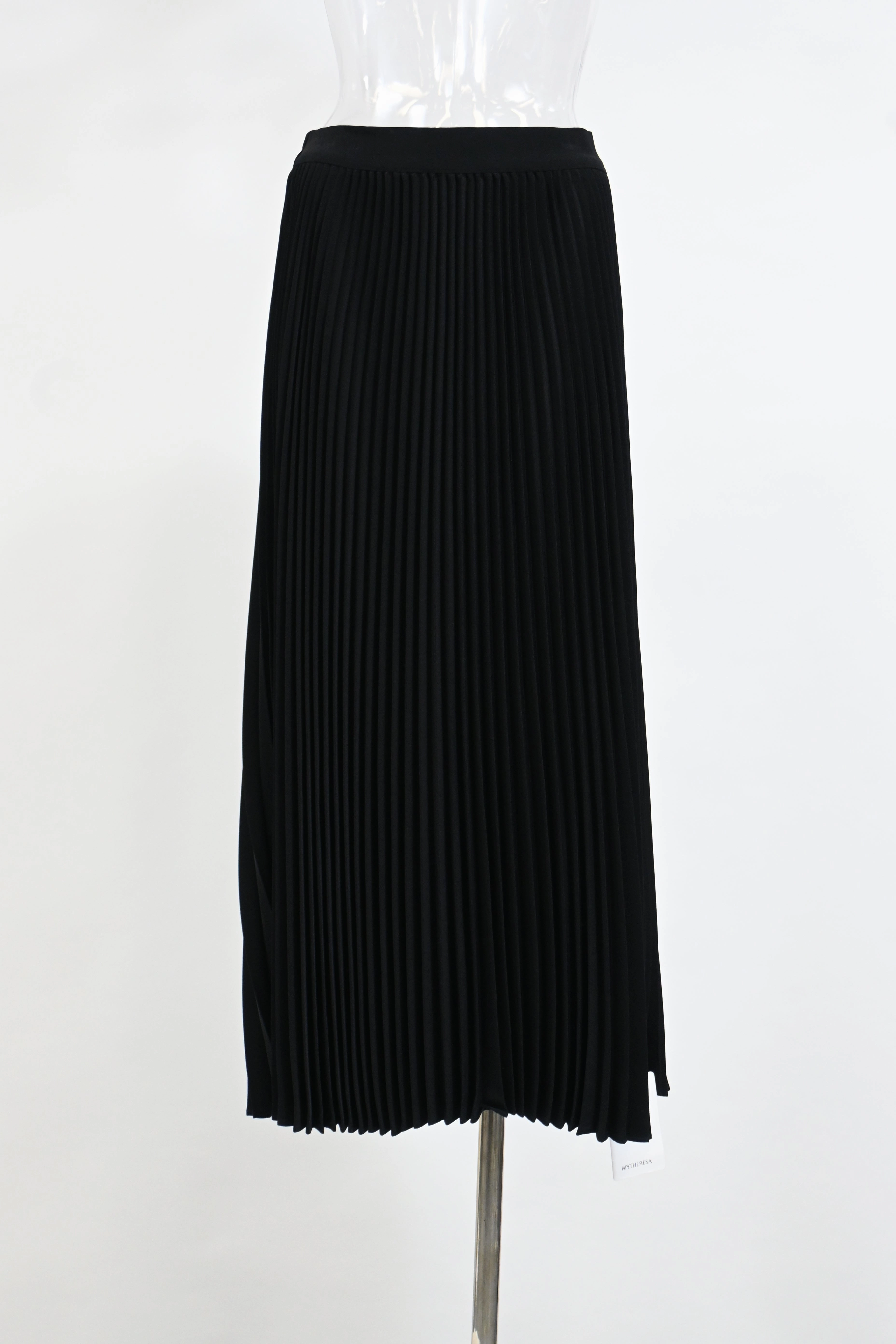 CO Pleated Midi Skirt in Black Polyester