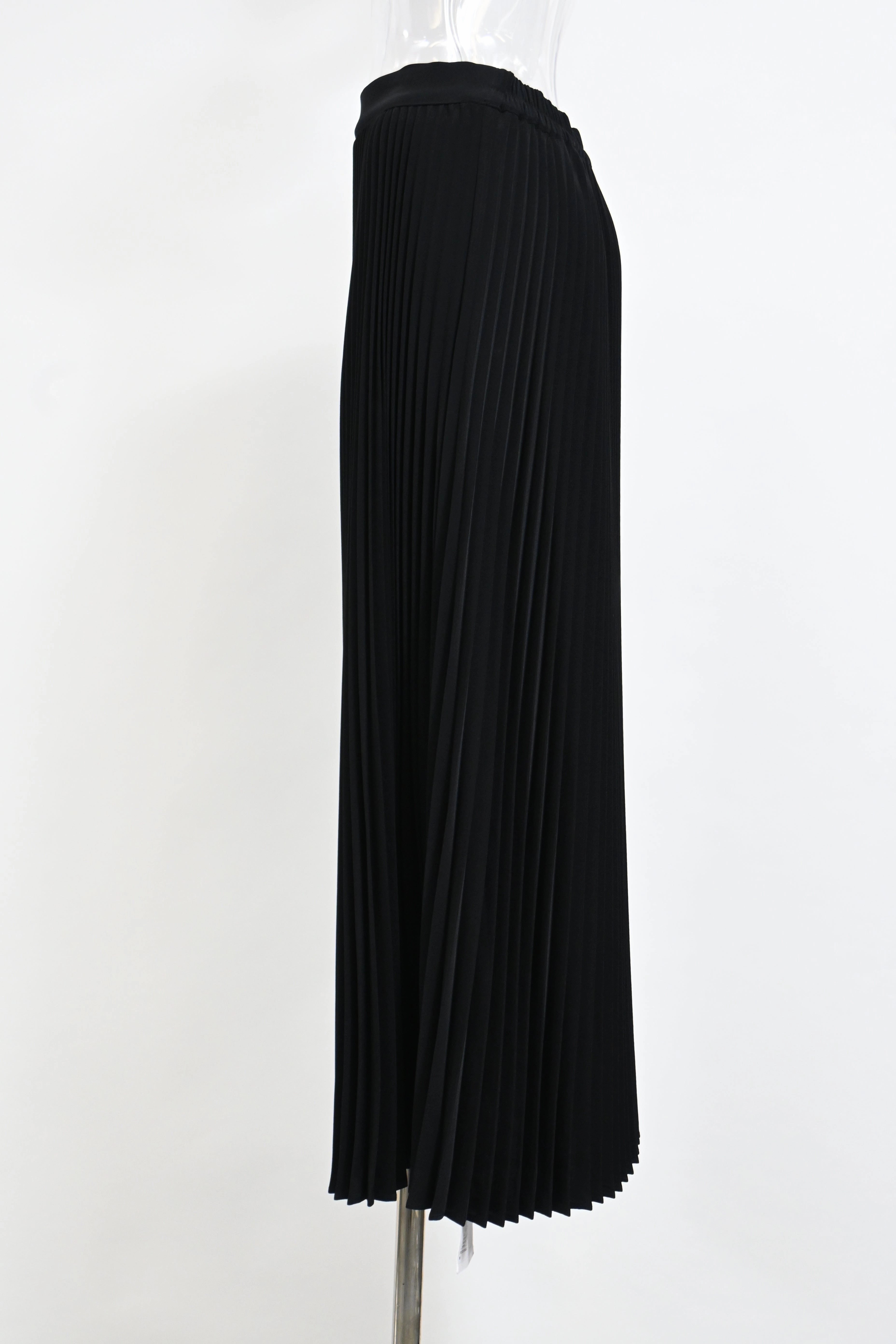 CO Pleated Midi Skirt in Black Polyester