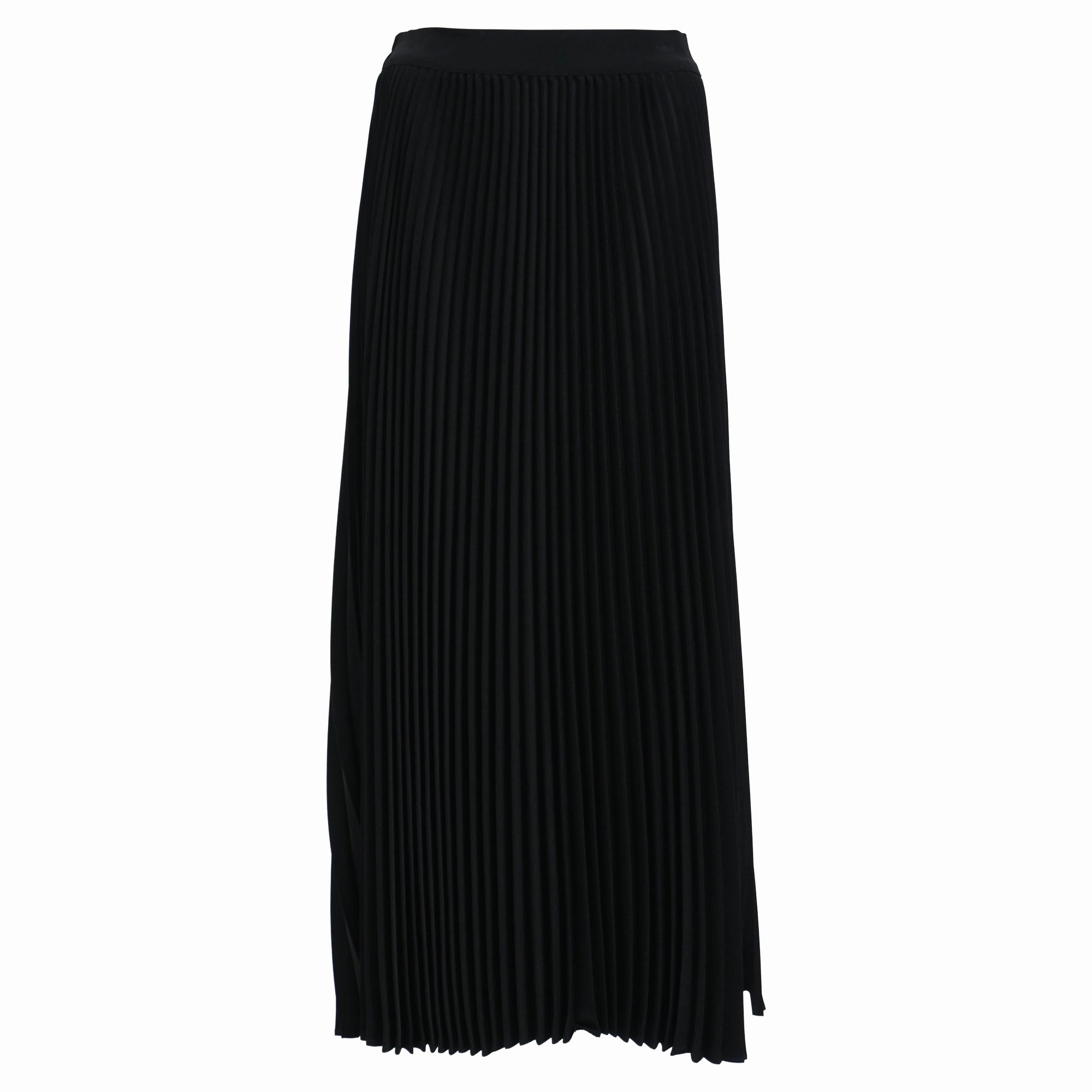 CO Pleated Midi Skirt in Black Polyester