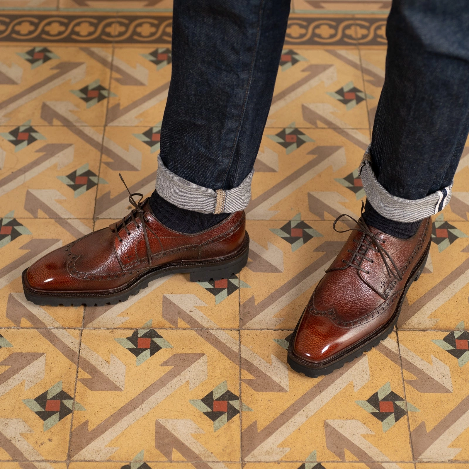 Coltrane Wingtip Balmoral Derby Mto - 3D Mahogany Move-Easy Layers