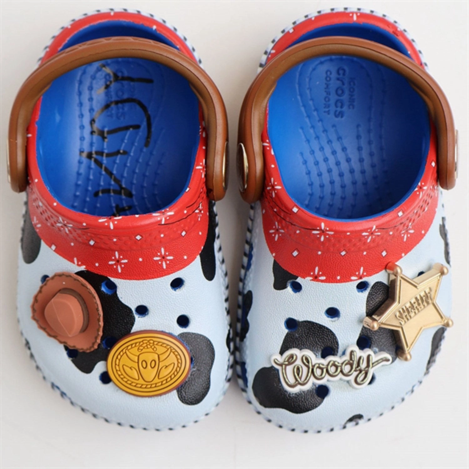 Curated City Crocs Toy Story Woody Classic Clog Blue Jean