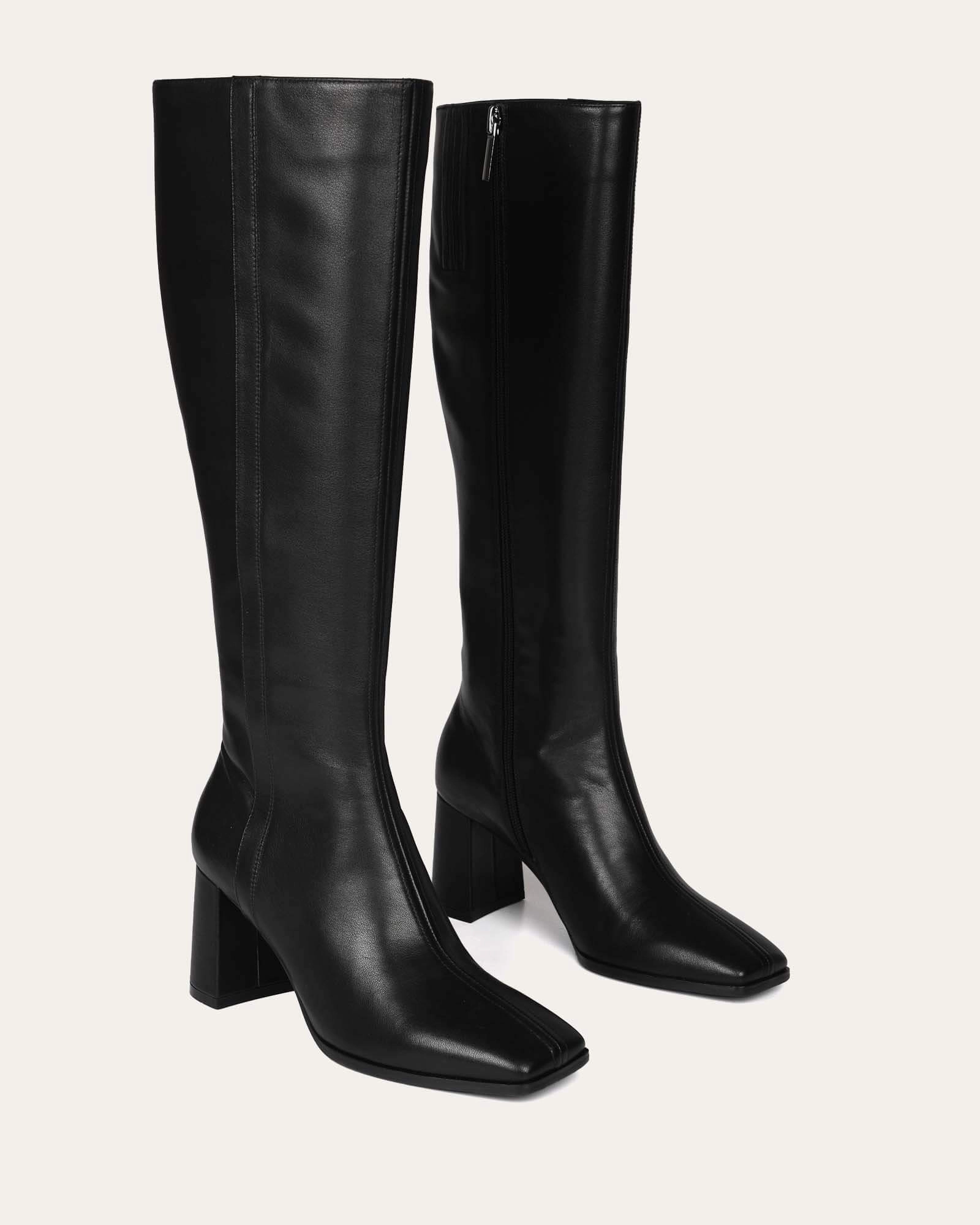 Nellie Knee Boots Black Leather Modern Movement Gear