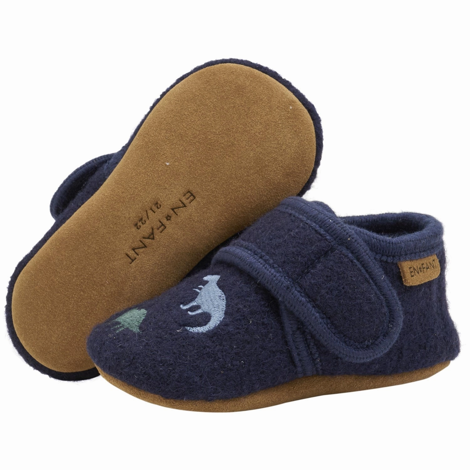 Refined Looks Flexible Everyday En Fant Navy Wool Slippers With Embroidery