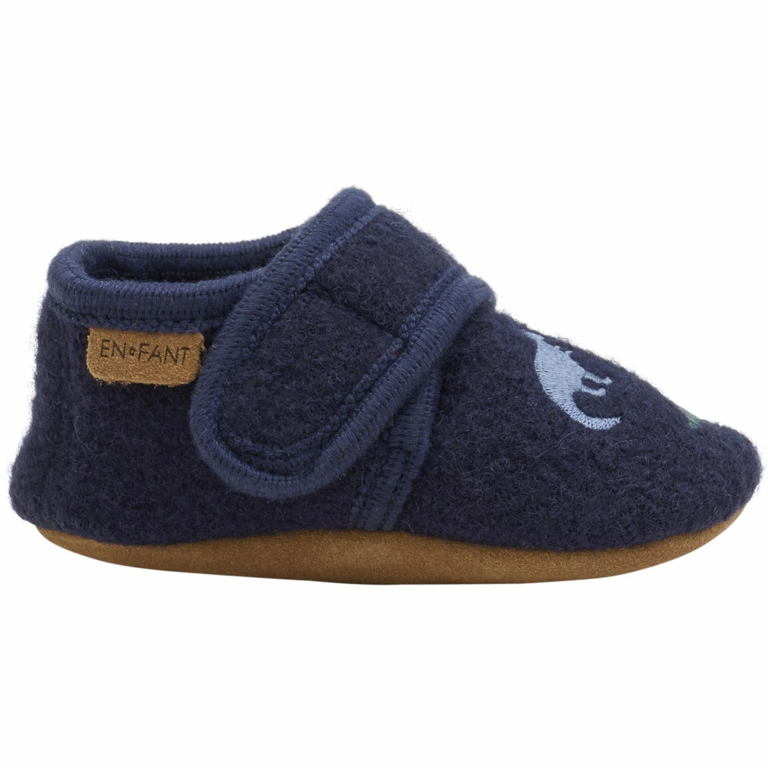 En Fant Navy Wool Slippers With Embroidery Modern Motion Pure Lines