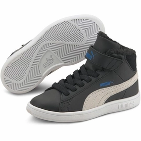 Puma Sneakers Smash V2 Mid Fur Black/White Style Simplified