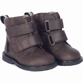 Angulus Dark Brown Beginner Tex Boot With Logo Tape And Velcro Closure Streamlined Life Essential Gear