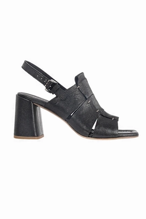 Built For Today Ultra-Clean Style Old Iron Leather Heel Sandal In Nero