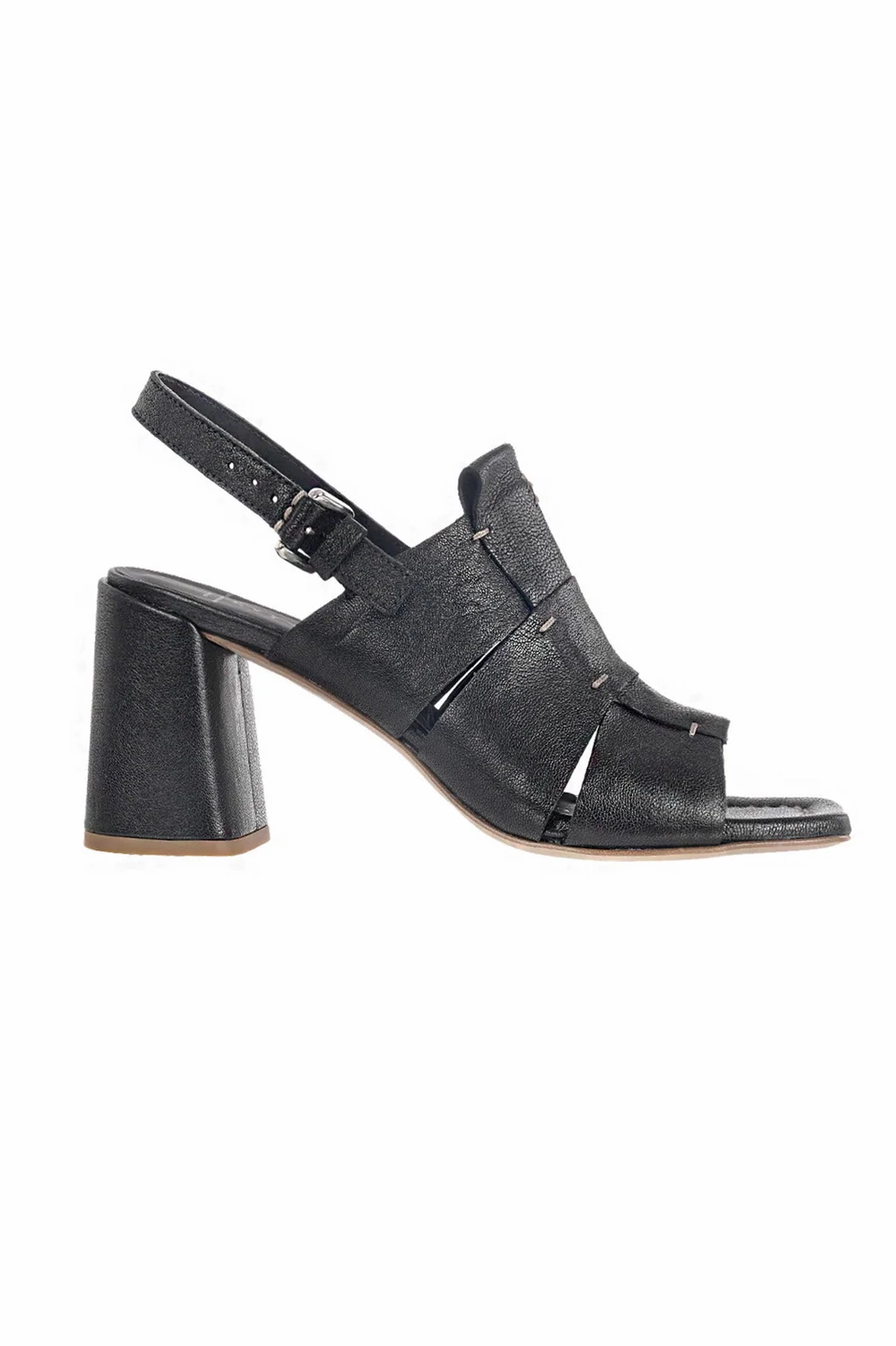 Built For Today Ultra-Clean Style Old Iron Leather Heel Sandal In Nero