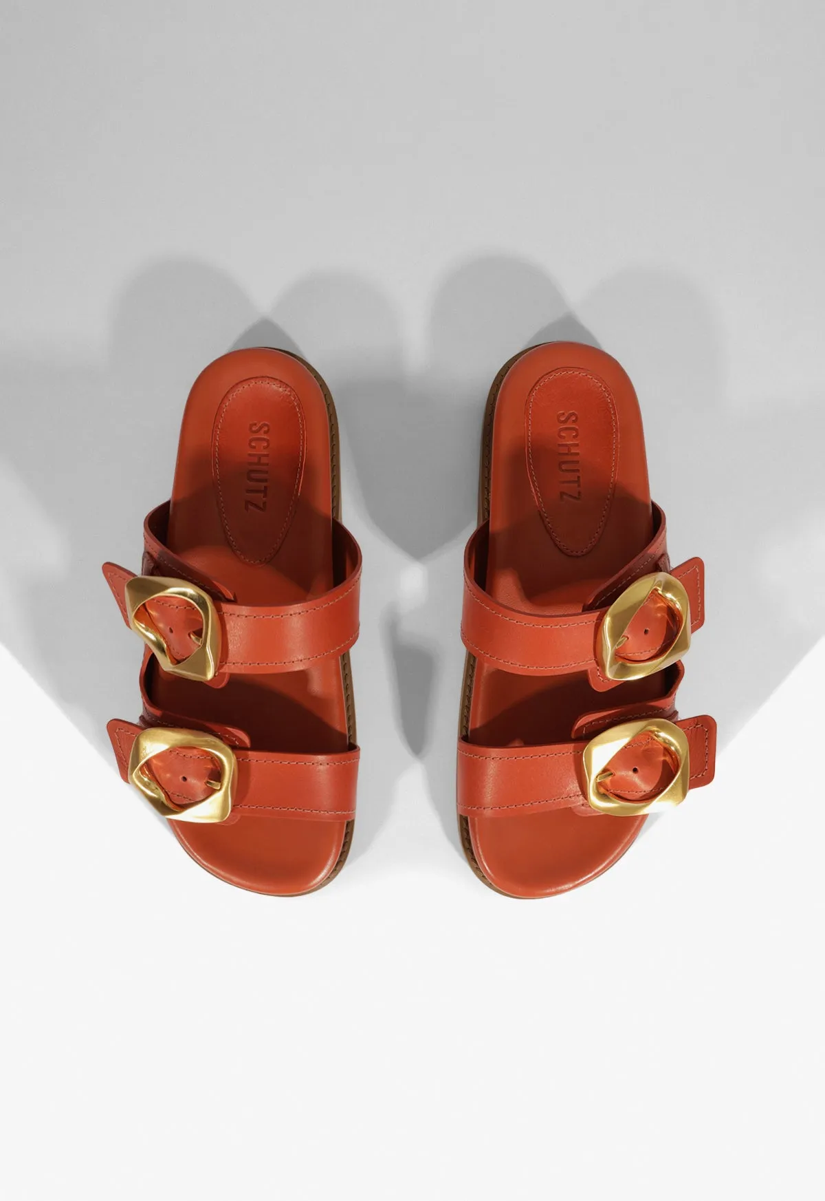 Olga Orange Leather Sporty Sandal Low-Profile Style