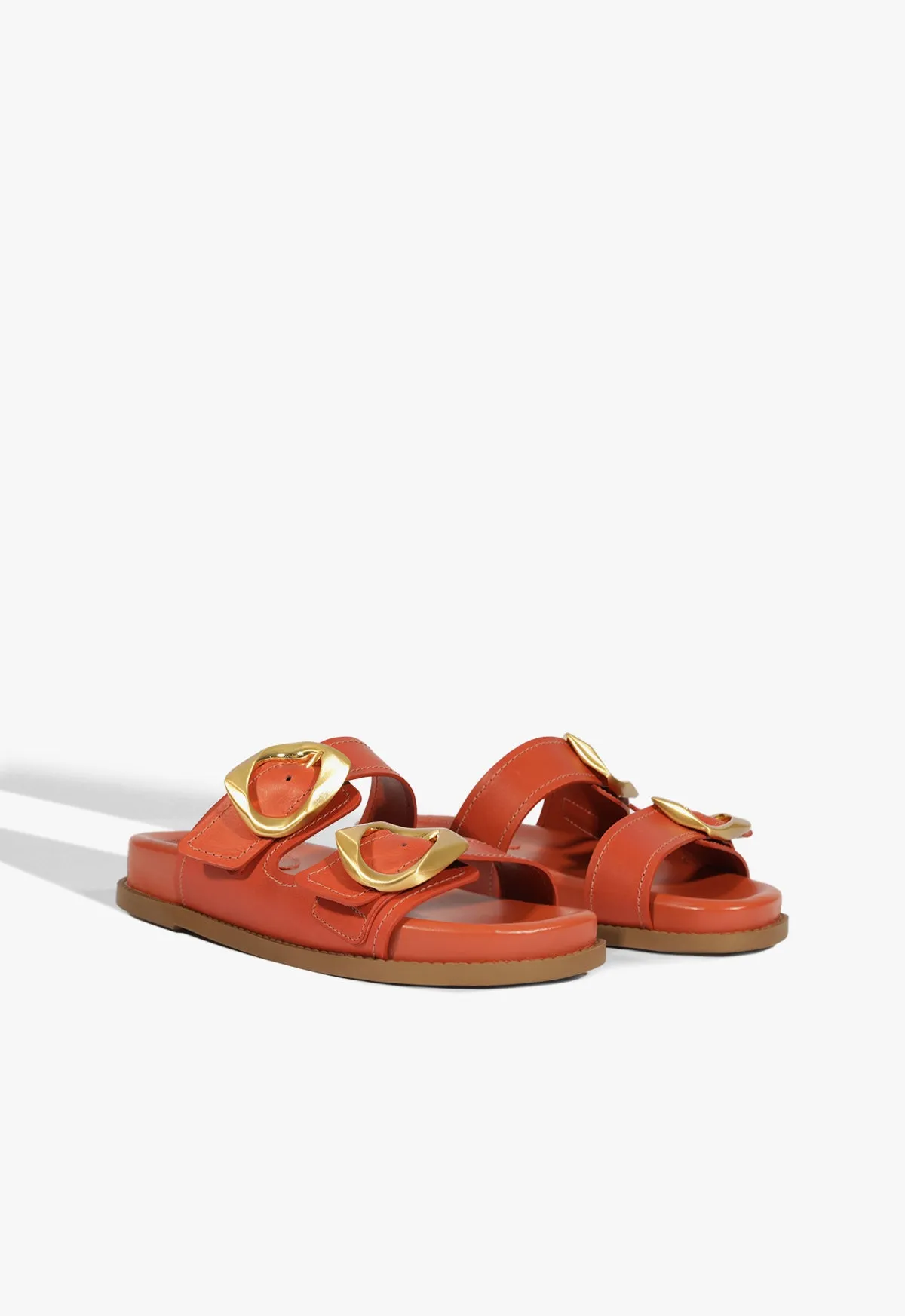 Olga Orange Leather Sporty Sandal Comfort Redefined