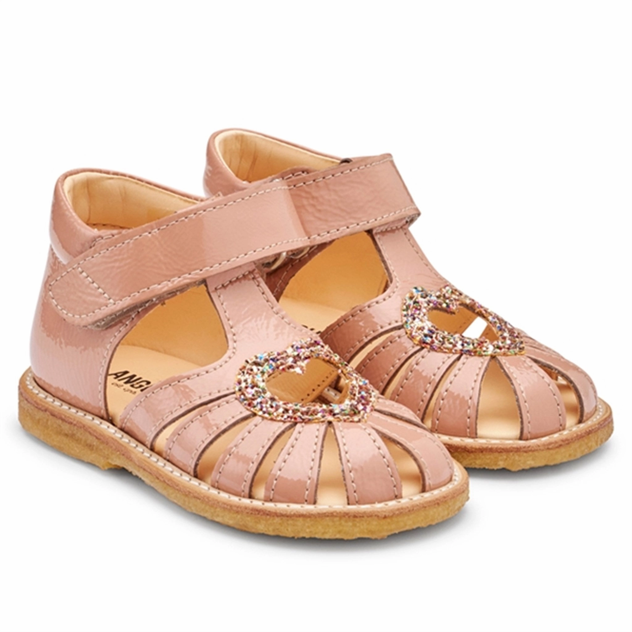 Angulus Starter Sandal W. Velcro Dark Peach/Multi Glitter Comfort All Ways