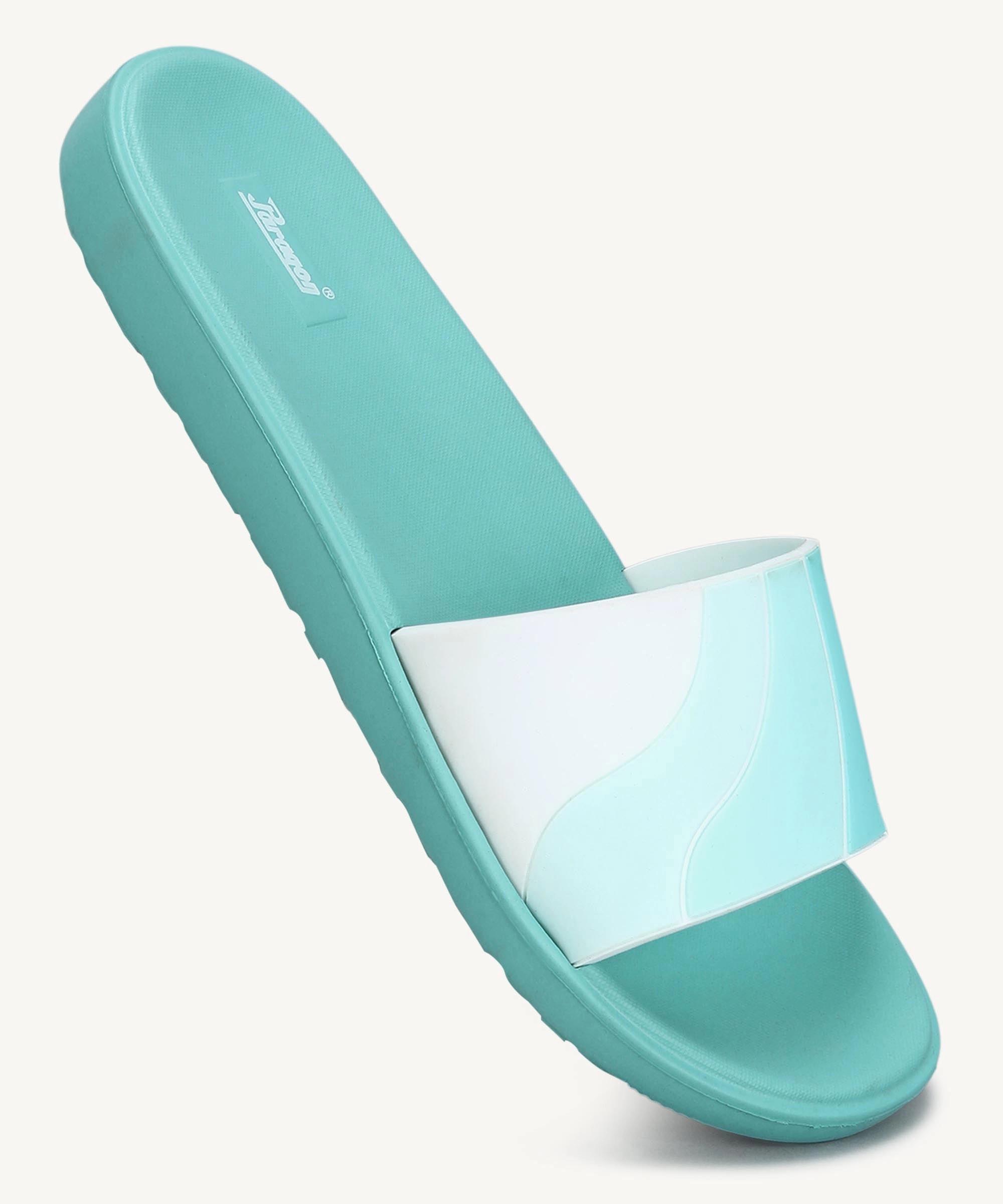 Progressive Feel Paragon Women'S Ice Green Sliders With Cushioned Sole For Everyday Use