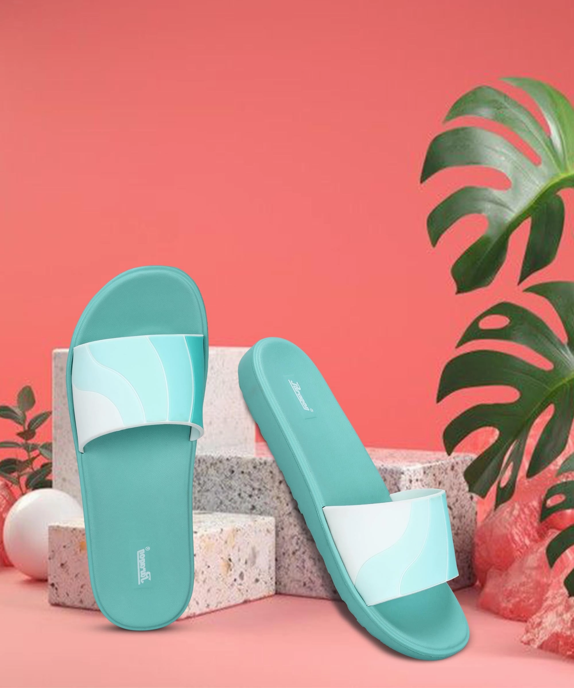 Paragon Women'S Ice Green Sliders With Cushioned Sole For Everyday Use Your City System Modular Minimalism