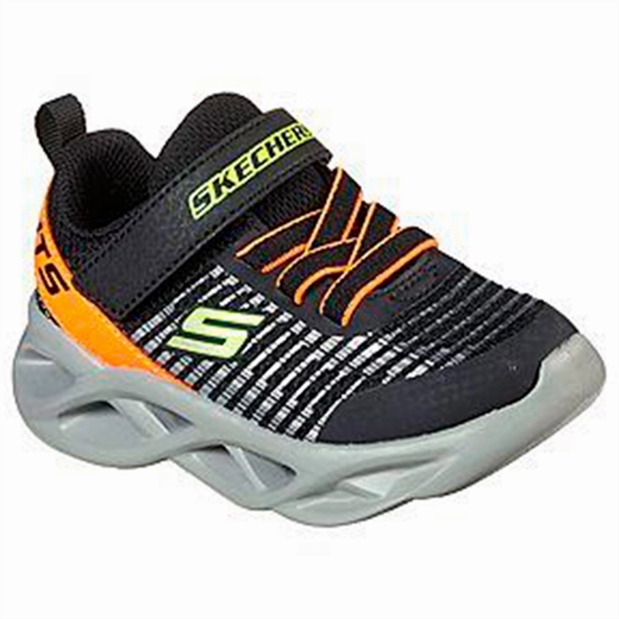 Skechers S-Lights Twisty Brights Sneakers Black/Orange Crafted Flow Comfort Refined