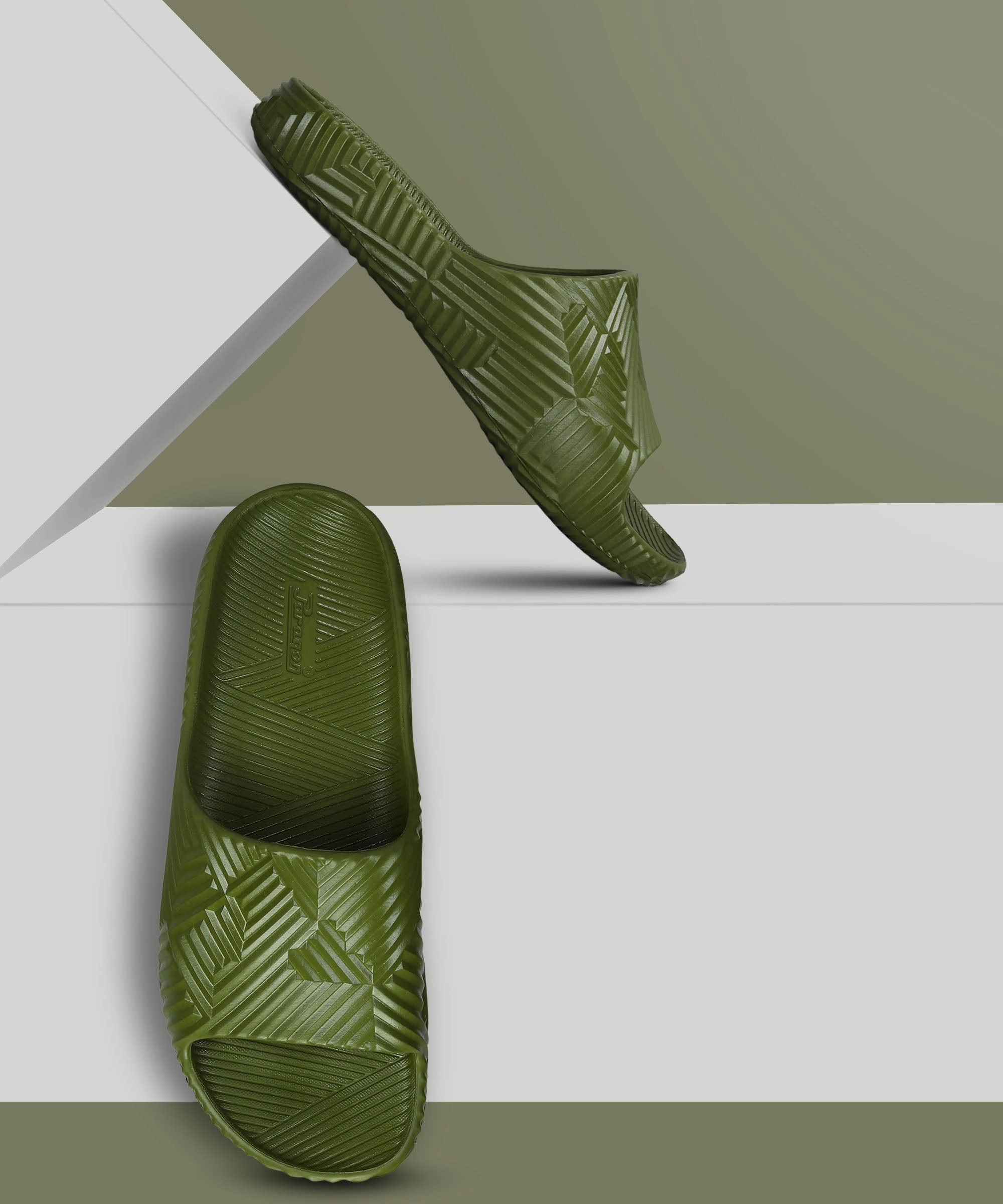 Seamless City Cool And Essential Paragon Evk10924G Men'S Waterproof Olive Sliders With Comfortable Sole