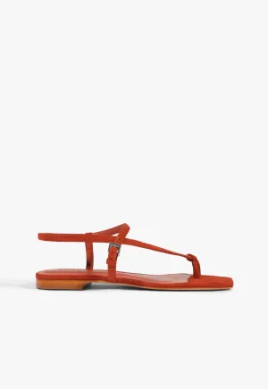 Move Smarter Lisa Red Suede Flat Sandal