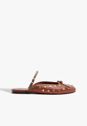 Arissa Mule Studs Leather Flat Style Built In