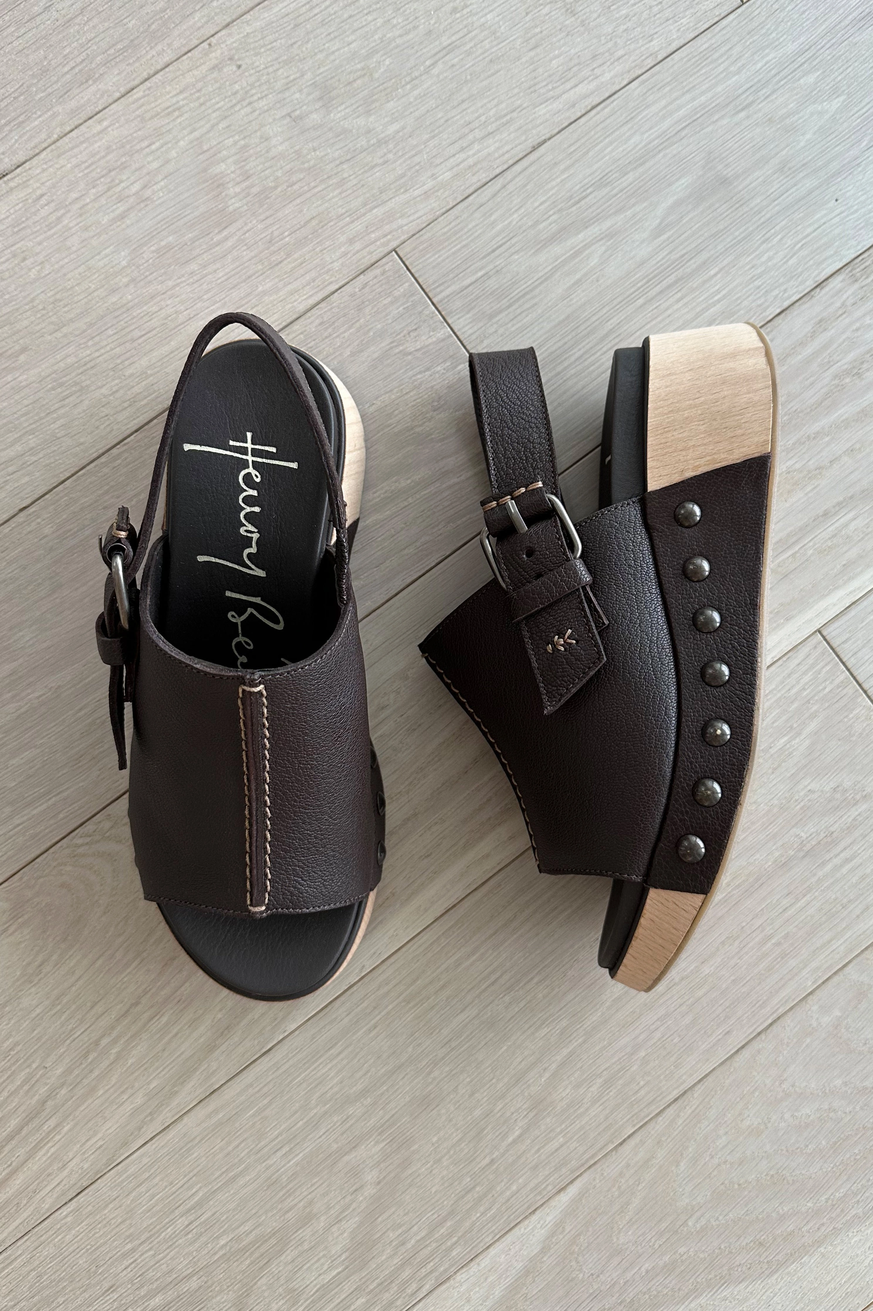 Leather Wedge Sandal In Martellato Moro On-The-Go Style Urban Clarity Wear