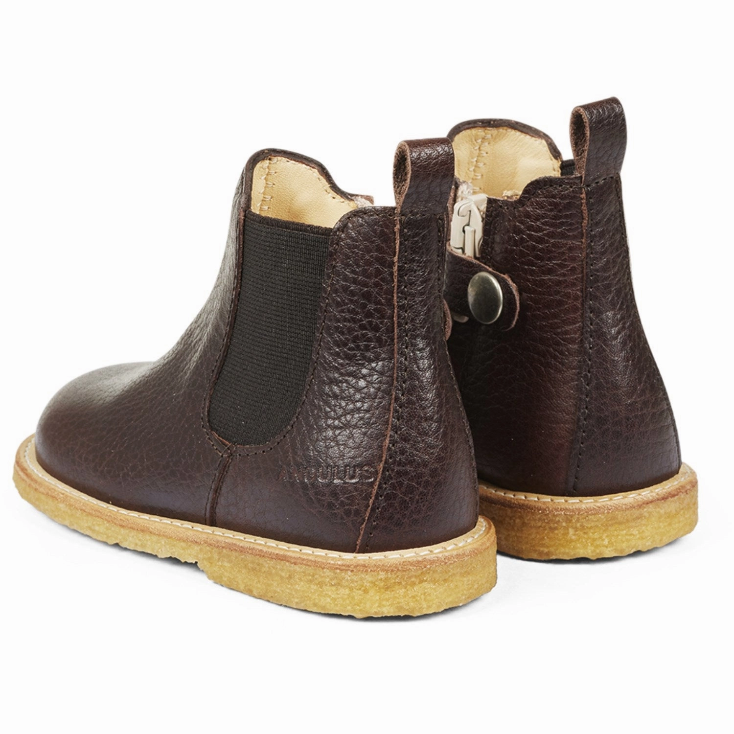 Angulus Dark Brown/Brown Classic Chelsea Boot With Elastic And Zipper Confident Minimal
