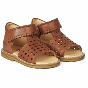 Angulus Starter Sandal W. Velcro And Hearts Cognac Flex And Fit