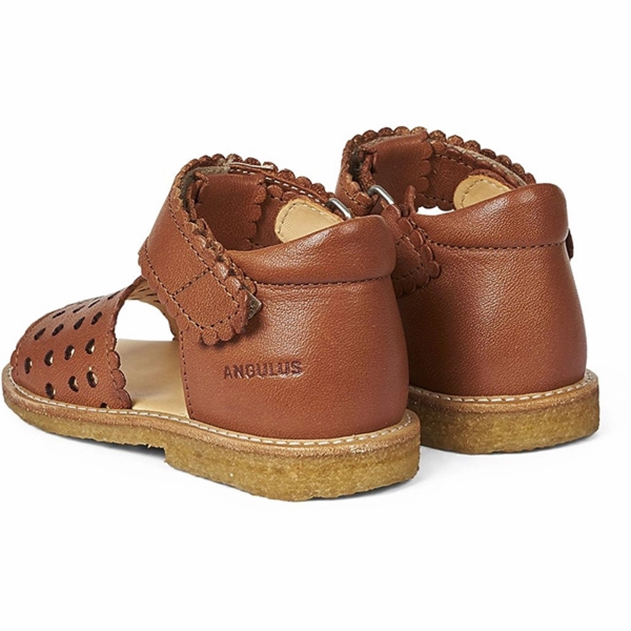Angulus Starter Sandal W. Velcro And Hearts Cognac Daily Balance