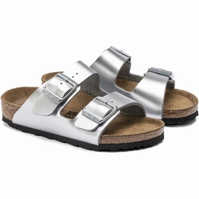Bold Harmony Clean Aesthetic Birkenstock Arizona Kids Bf Electric Metallic Silver Sandals