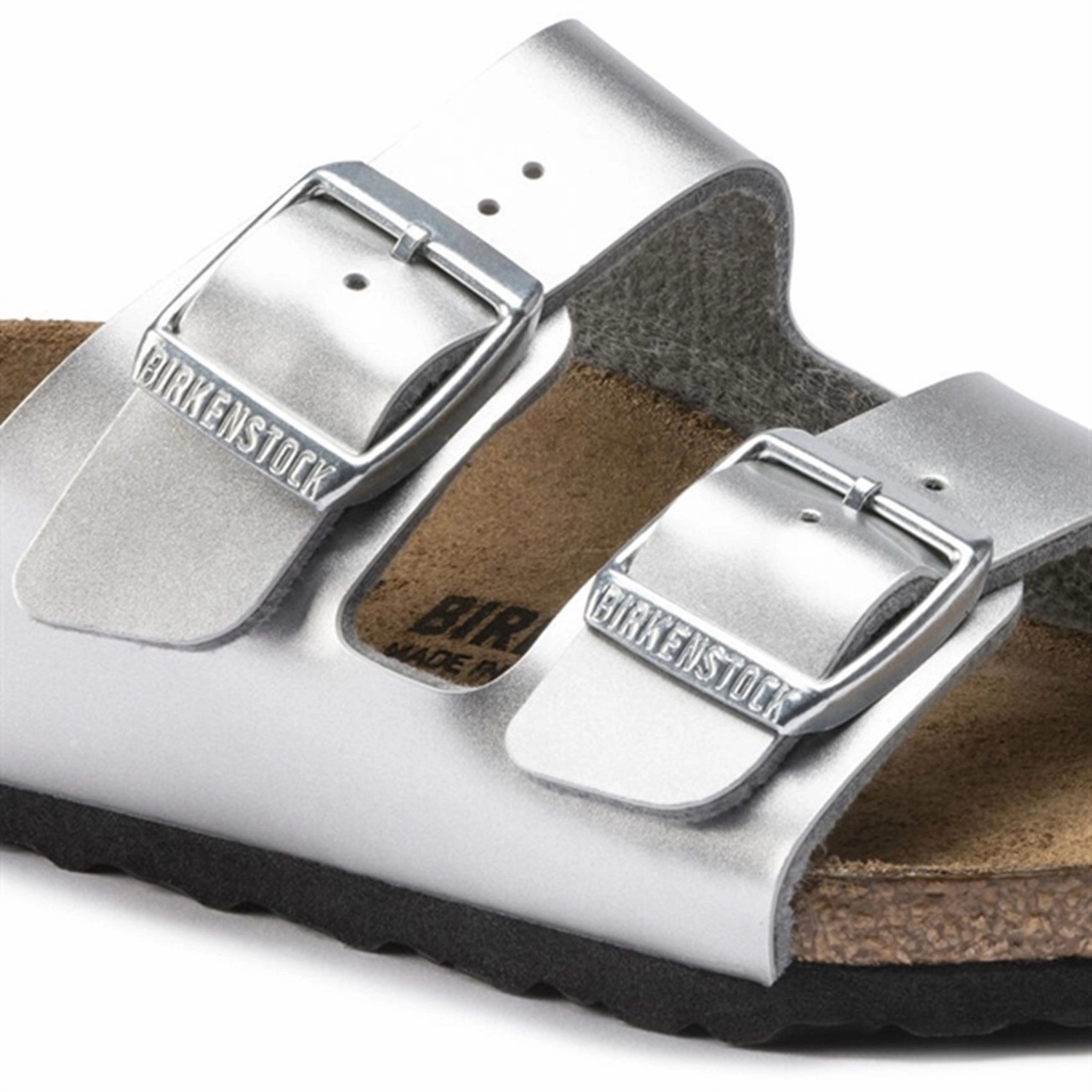 Design Under Control Layered Utility Birkenstock Arizona Kids Bf Electric Metallic Silver Sandals