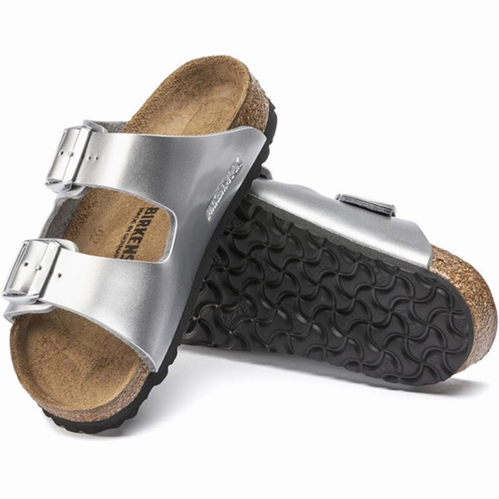 Crafted In Flow Fresh Drop Birkenstock Arizona Kids Bf Electric Metallic Silver Sandals