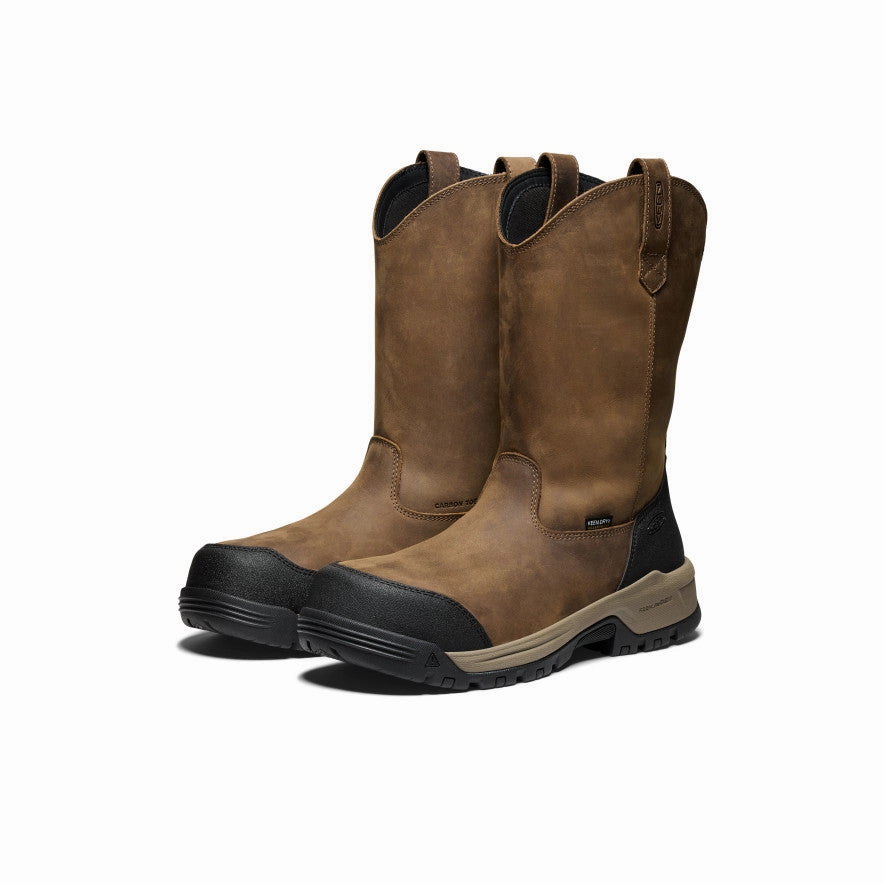 Precision Comfort Men'S Evanston Pull-On Waterproof Boot (Carbon Toe)  |  Bison/Black