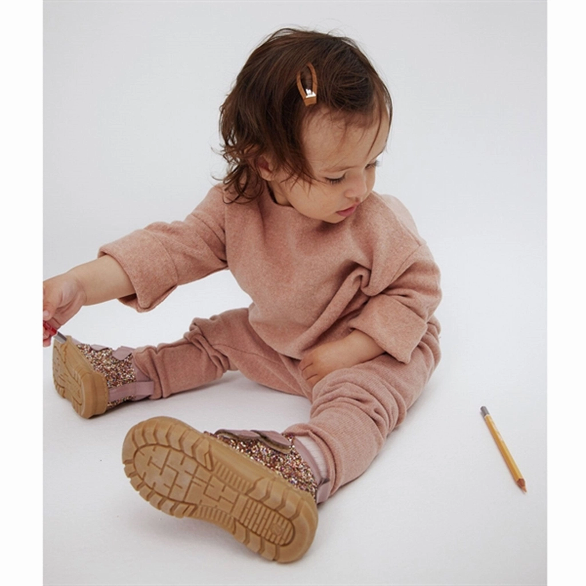 Angulus Beginner Shoes W Velcro Rose/Multi Glitter Freedom Fitted
