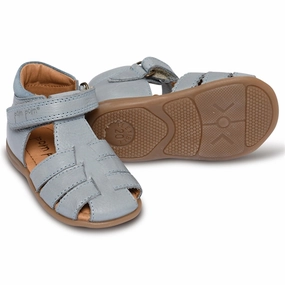 Clean-Styled Pom Pom Starter Sandal Velcro Dusty Blue