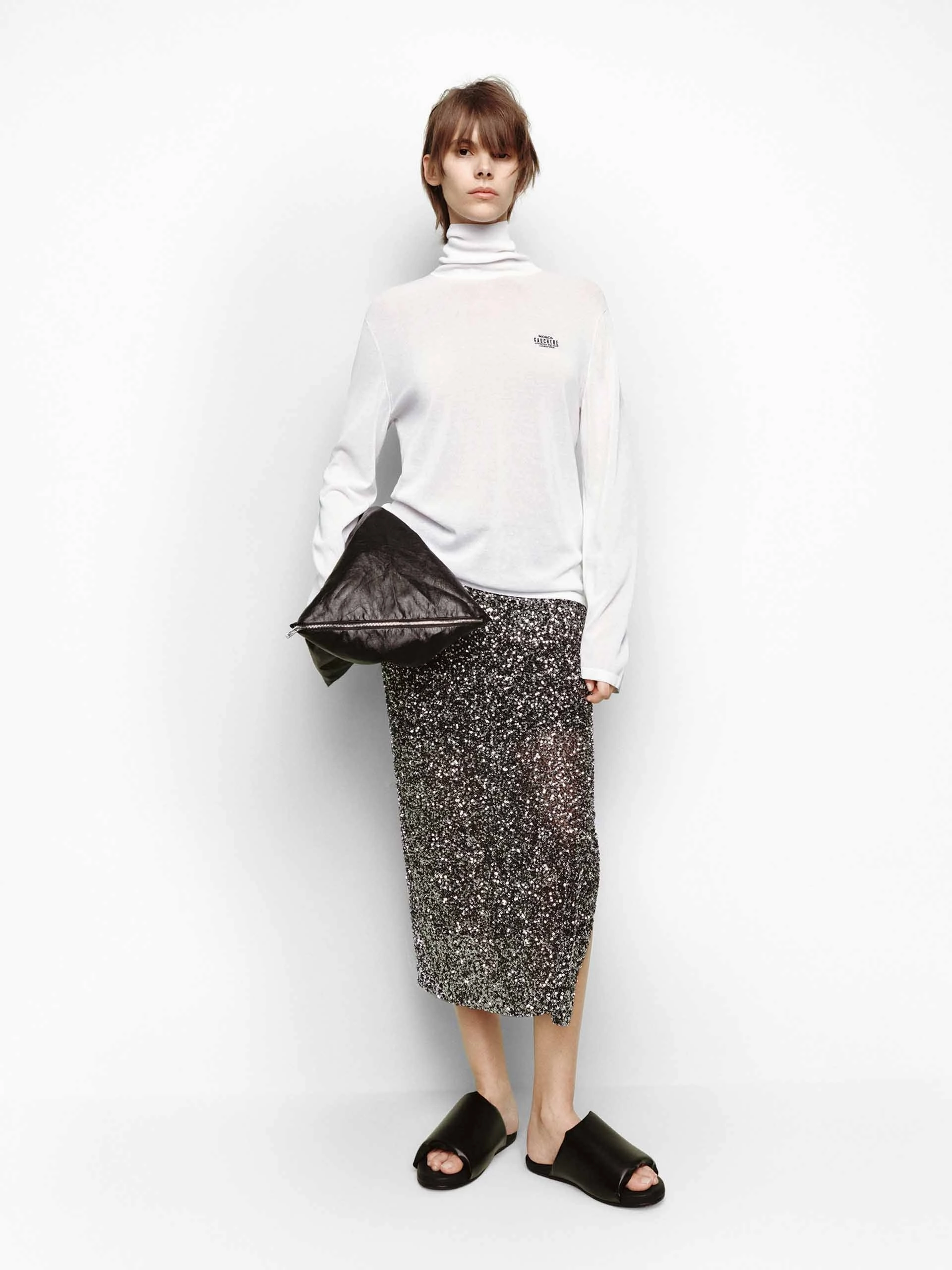 Cotton Blend Turtleneck Sweater