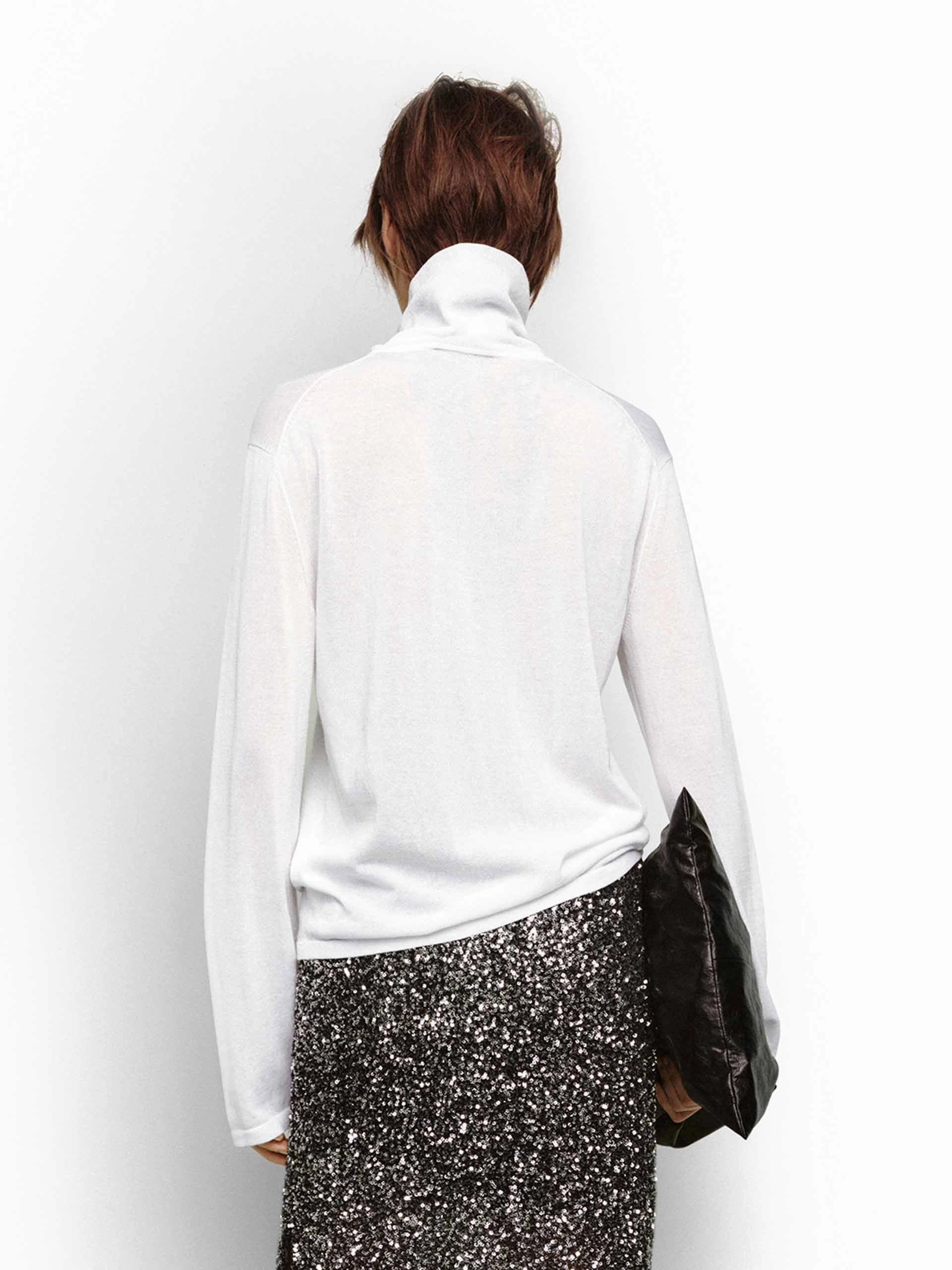 Cotton Blend Turtleneck Sweater