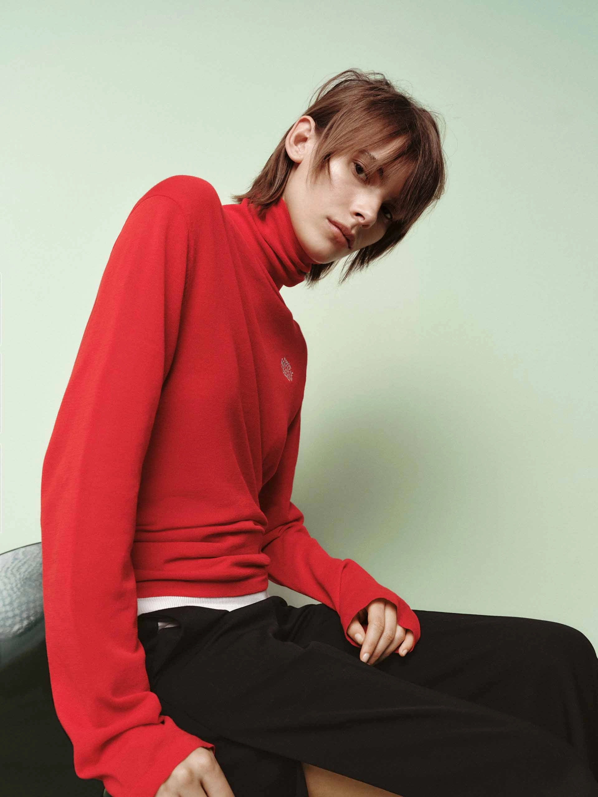 Cotton Blend Turtleneck Sweater