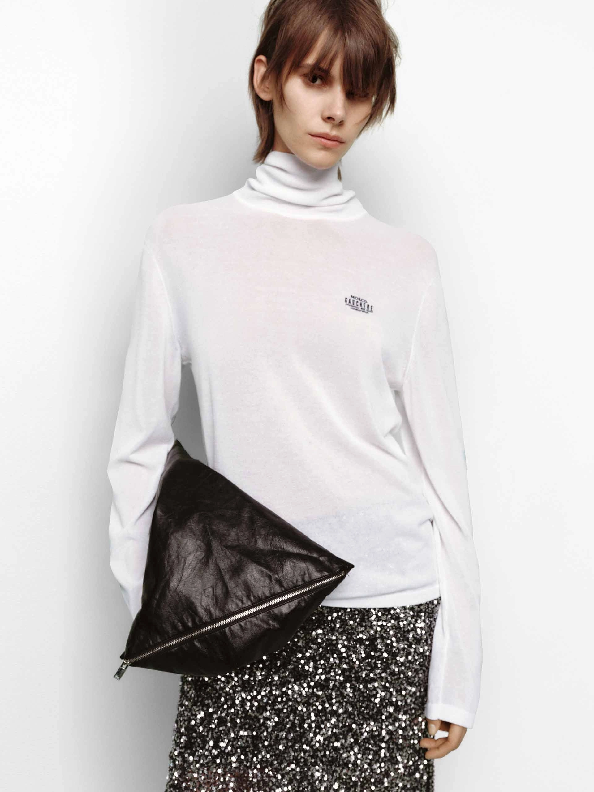 Cotton Blend Turtleneck Sweater
