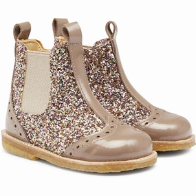 Angulus Starter Chelsea Boots With Zipper Nougat/Multi Glitter/Beige Essential Structure