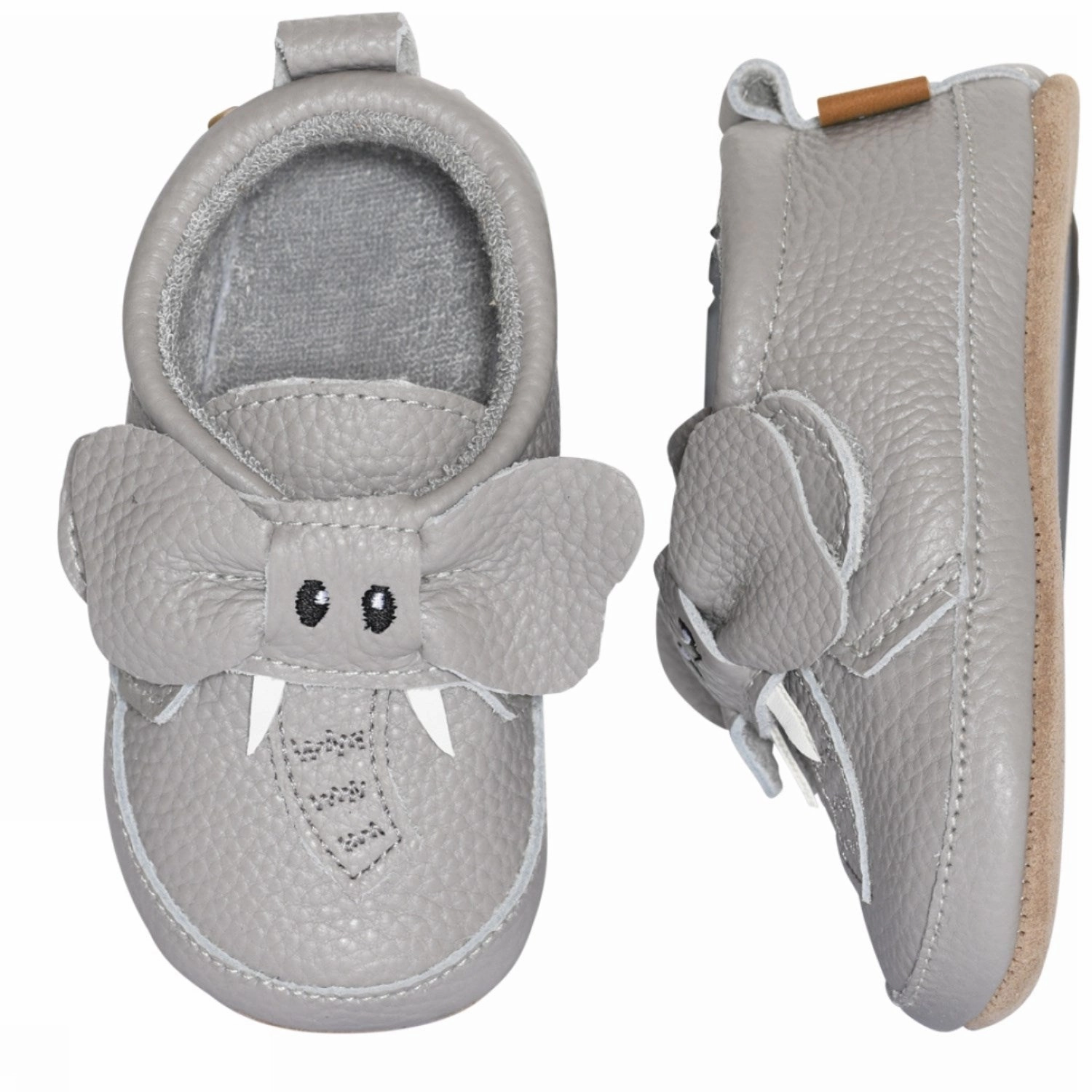 Melton Opal Gray Elephant Leather Slippers Universal Outfit Form And Motion