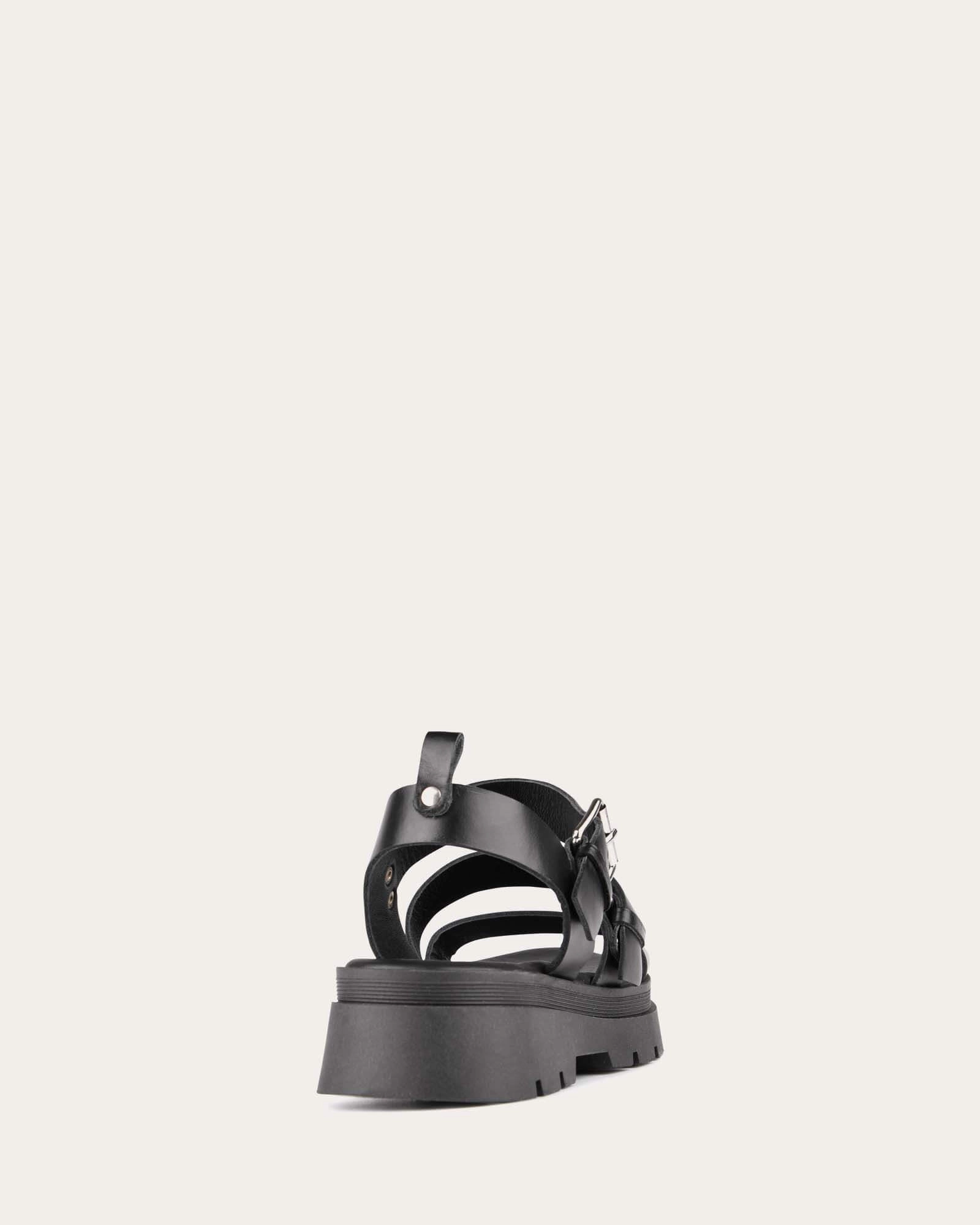 Gia Flat Sandals Black Leather Core Elements