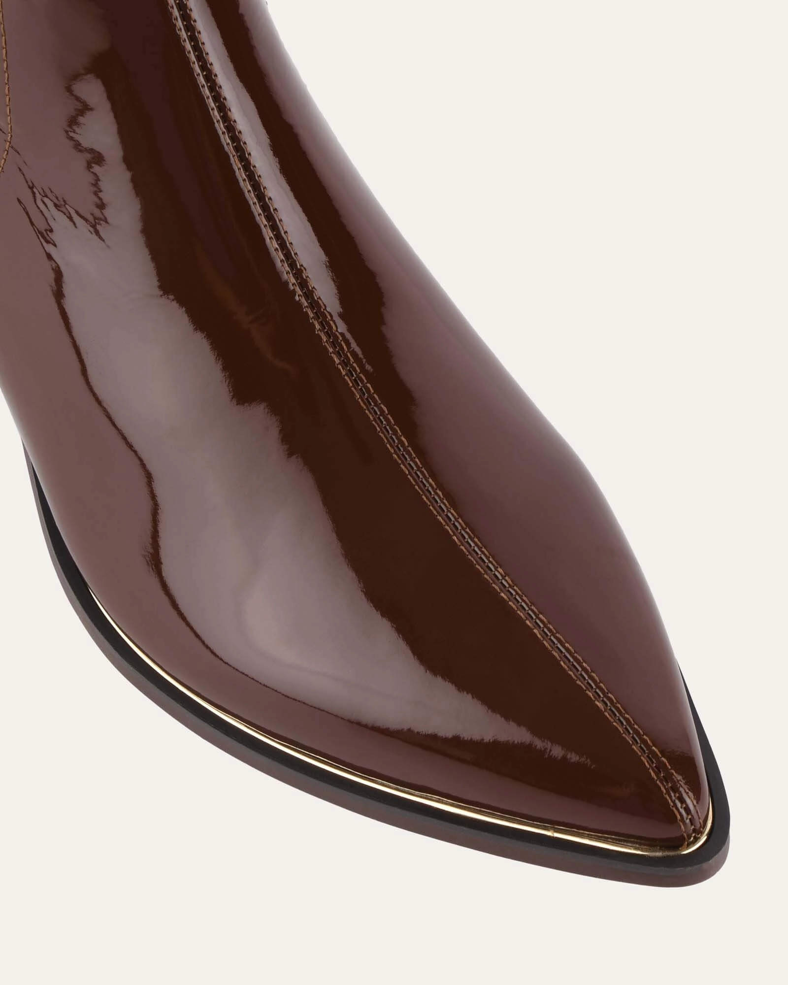 Calm In Motion River Flat Ankle Boots Dark Choc Crinkle Patent